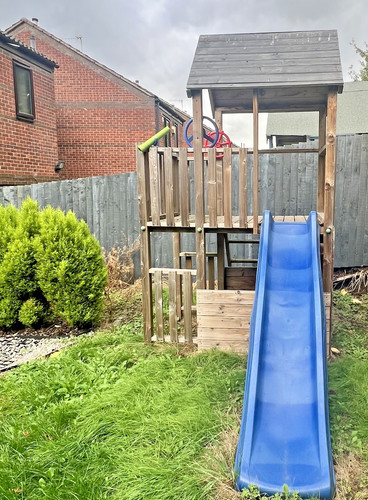 Wooden climbing frame with - wooden,