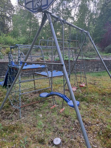 Climbing frame with slide - with, and