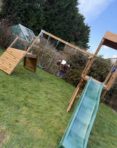 Wooden climbing frame - wooden,