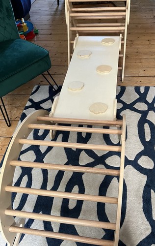 Wooden climbing frame with